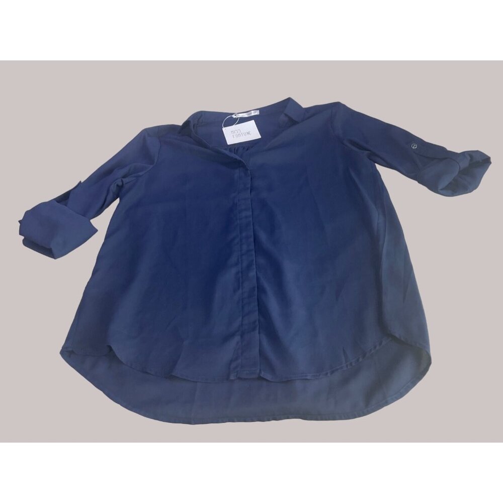 Miss Fortune Navy Blue Sz XL V Neck Shirt